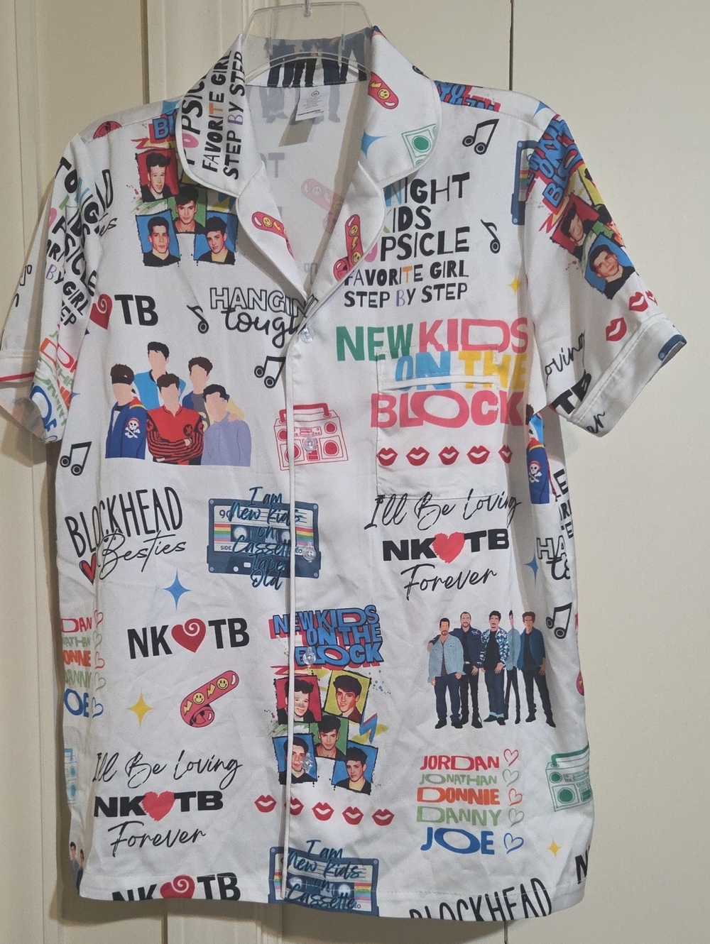 Silky New Kids On The Block Graphic Short-Sleeve Pajama Shirt And Shorts - White